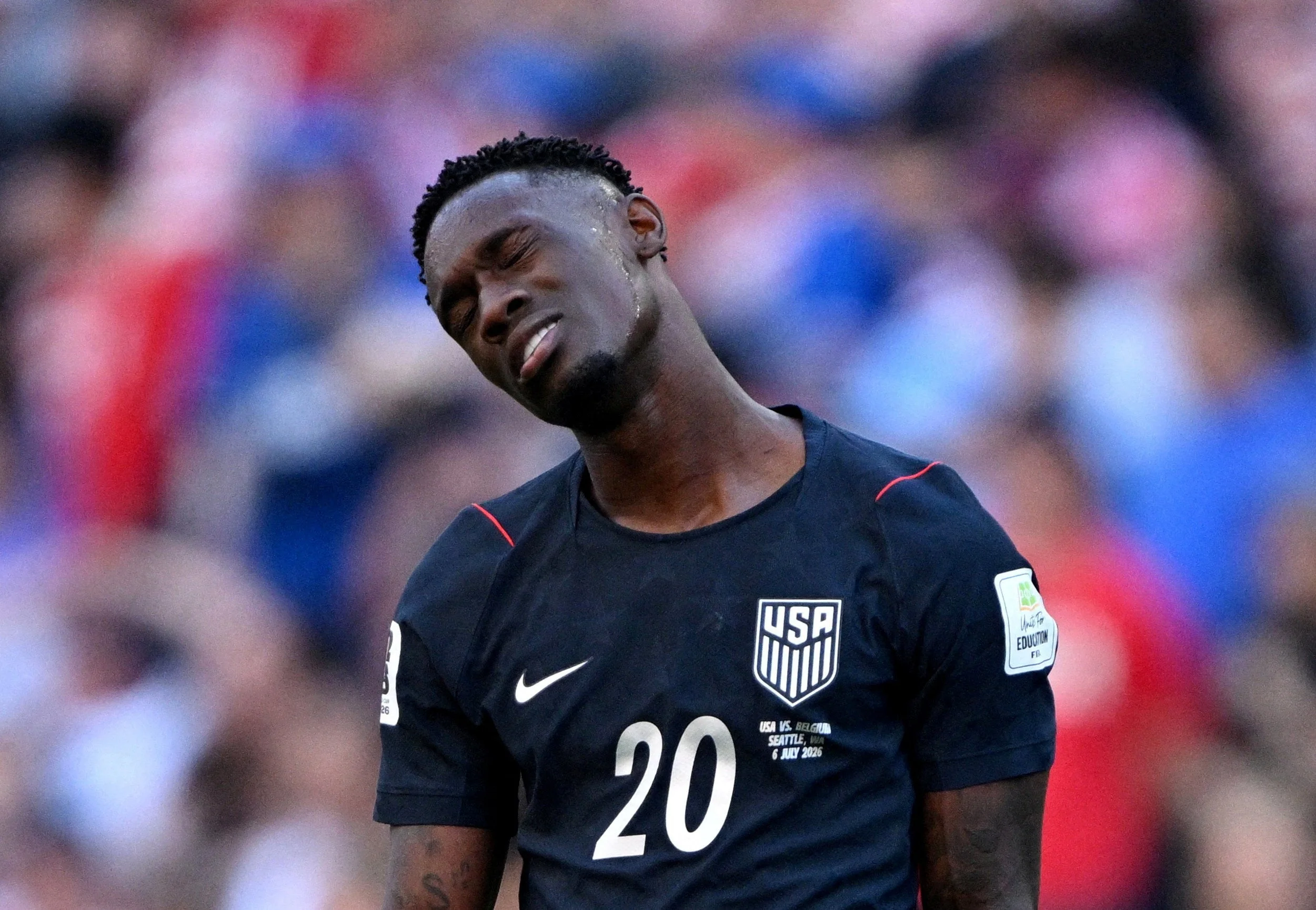 Folarin Balogun was largely anonymous as the United States crashed out of the World Cup to Belgium on Monday