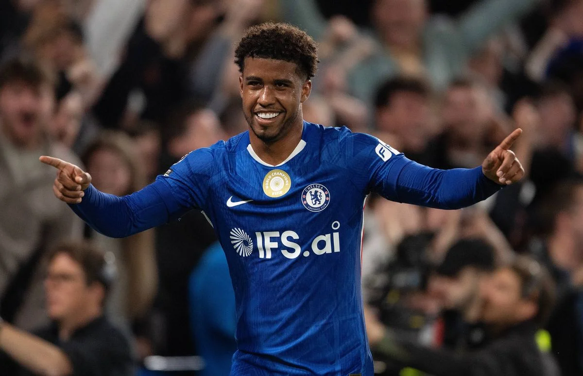 LONDON, ENGLAND - MAY 19: Andrey Santos of Chelsea celebrates scoring the winning goal during the Premier League match between Chelsea and Tottenham Hotspur at Stamford Bridge on May 19, 2026 in London, England. (Photo by Visionhaus/Getty Images)