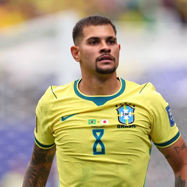 HOUSTON, TEXAS - JUNE 29: Bruno Guimaraes of Brazil during the FIFA World Cup 2026 Round Of 32 match between Brazil and Japan at Houston Stadium on June 29, 2026 in Houston, Texas. (Photo by Robbie Jay Barratt - AMA/Getty Images)