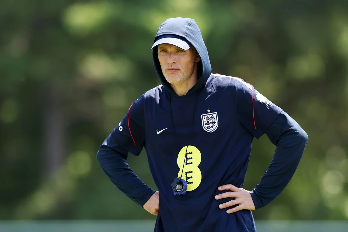 Thomas Tuchel, Manager of England, looks on during an England Training Session during an England FIFA World Cup 2026 Camp on July 08, 2026 in Kansas City, Kansas