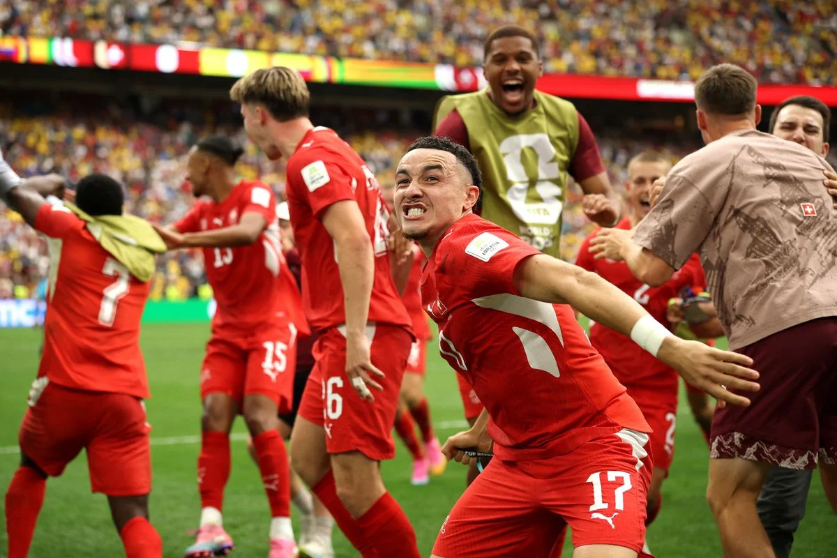 Switzerland players celebrate