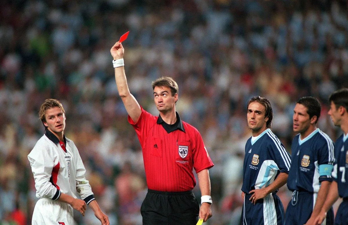David Beckham was infamously sent off vs Argentina in the 1998 World Cup